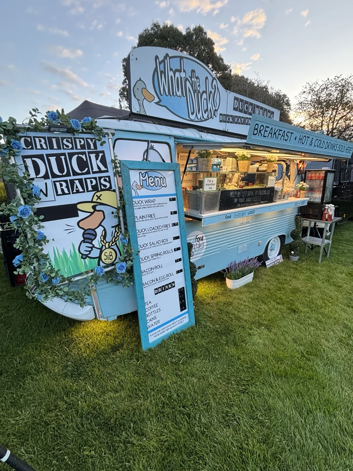 Original What the Duck vintage van with its illuminated sign
